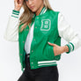Love Me Now PU Leather Contrast Snap Down Bomber Jacket