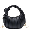 Diona J Women's Chic Texture Design Knot Handle Chain Crossbody Bag Black