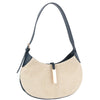 ROUND CURVED TWO TONE TEXTURED SHOULDER BAG COLOR NAVY BLUE