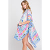 DIONA J WATERCOLOR BOHO GEOMETRIC PRINT KIMONO ONE SIZE COLOR BLUE