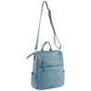 DIONA J WOMEN'S VEGAN LEATHER CONVERTIBLE HANDLE ZIPPER BACKPACK COLOR BLUE