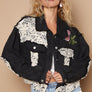 POL Crochet Patch Embroidered Button Up Jacket