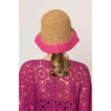 DIONA J TWO TONE STRAW BUCKET HAT ONE SIZE COLOR FUCHSIA
