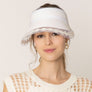 DIONA J STRAW SUN VISOR WITH LACE ONE SIZE COLOR IVORY