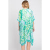 DIONA J WATERCOLOR GEOMETRIC PRINT KIMONO CARDIGAN ONE SIZE COLOR GREEN