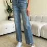 Judy Blue Full Size Mid Rise Distressed Straight Jeans