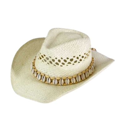 Sea Shell Hat Band Cowboy Straw Hat Western-Inspired Summer Sun Hat for Beach, Festivals, and Outdoor Adventures