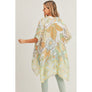 DIONA J FLORAL PRINT KIMONO CARDIAGN ONE SIZE COLOR GREEN