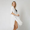 DIONA J PEARL DECO TRIM KIMONO W/DRAW STRIN ONE SIZE COLOR WHITE