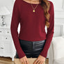 Lace Detail Butterfly Back Round Neck Long Sleeve T-Shirt