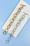 7 INCHES SYMMETRICAL CHUNKY CHAIN WORN GOLD BRACEL