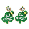 St. Patrick's Day Seed Bead Clover Shaped Handmade Beadead Embroidery Earring