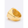 Diona J Octagon Crystal Unisex Gold Ring Size 8