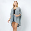 DIONA J TEXTURED JERSEY RELAXED FIT KIMONO ONE SIZE COLOR GREY