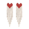 Red and Gold Heart Fringe Earrings