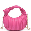Diona J Women's Chic Texture Design Knot Handle Chain Crossbody Bag Hot Pink