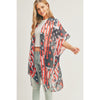 DIONA J AMERICAN FLAG KIMONO CARDIGAN ONE SIZE COLOR NAVY BLUE RED