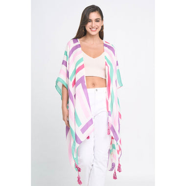 DIONA J ABSTRACT PRINT KIMONO ONE SIZE COLOR FUCHSIA
