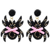 Seed Bead Spider with Bow Halloween Earring