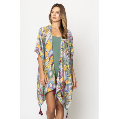 DIONA J PAISLEY PRINT KIMONO ONE SIZE COLOR BEIGE