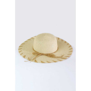 DIONA J CONTRAST BRIM EDGE FLOPPY STRAW SUN HAT BEIGE