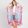 DIONA J ABSTRACT PAISLEY PRINT KIMONO CARDIGAN ONE SIZE COLOR PINK