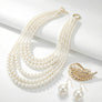 Cream Pearl Detachable Feather Brooch Necklace