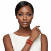 Red Glass and Cracked Bead Woven Stretch Bracelet