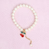 Bracelet Cream Pearl Cherry Red Chain Charm Women