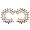 Stud Medium Pink Green C Shape Stone Earring Women
