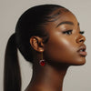 Cherry Drop Deep Red Gold Stem Earrings Women