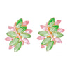 Clip On Pink Green Marquise Cluster Earrings Women