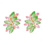 Clip On Pink Green Marquise Cluster Earrings Women