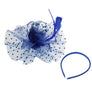 Royal Blue Flower Feather Polka Dot Fascinator