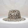 Fedora Beige Ivory With Black Leopard Print Hat