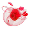 DST Red Flowers Derby Tilt Feather Fascinator