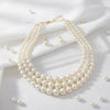 Luxurious Layers: Cream Pearl 3-Strand Gold Layered Necklace Set