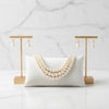 Luxurious Layers: Cream Pearl 3-Strand Gold Layered Necklace Set
