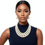 Luxurious Layers: Cream Pearl 3-Strand Gold Layered Necklace Set