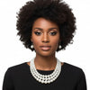 White Pearl 3-Strand Rhodium-Plated Necklace Set