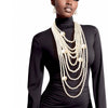 Long Layered Strand Cream Pearl Set