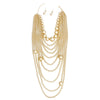 Pearl Jumbo Matte Gold 10 Strand Long Necklace