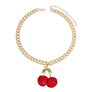 Pendant Cherry Red Gold Chunky Chain Necklace