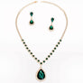 Formal Necklace Green Teardrop Bling Set for Women