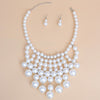 Bib White Pearl Vintage Bib Drop Necklace Set