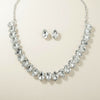 Silver Teardrop Crystals Gemstone Collar Necklace