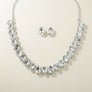Silver Teardrop Crystals Gemstone Collar Necklace