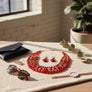 Red Glass Bead Woven Collar Bib Necklace