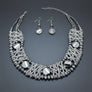 Silver Metallic Bead Woven Collar Bib Necklace