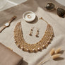 Brown Pearl Glass Bead Woven Collar Bib Necklace